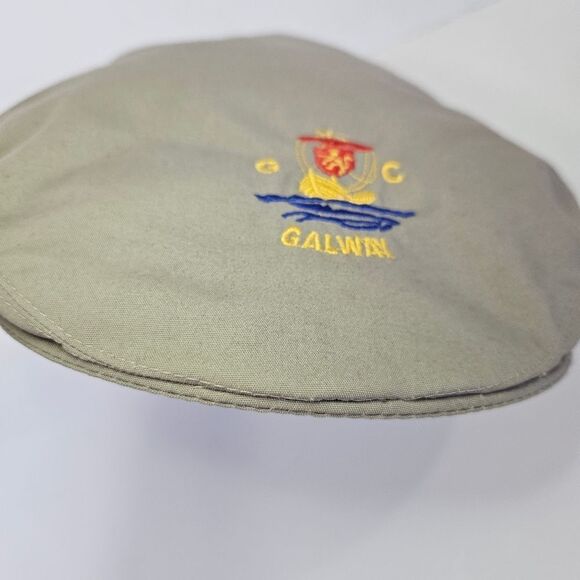Shandon Headwear Irish Khaki Tan Embroidered Galway Golf Newsboy Jeff Cap Hat 1X - Picture 3 of 10